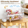 8 in 1 Acrylic Hamster Cage,2 Tier Dwarf Hamster Cage with 360° Transparent Viewing,Hamster Habitat Gerbil cage Top Open