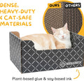 Hide & Scratch Cardboard Cat Scratcher Box & Bed - Dark Grey Diamond | Double-Sided Corrugated Pad for Indoor Cats | Refillable Scratching Board Toy for Play & Furniture Protection