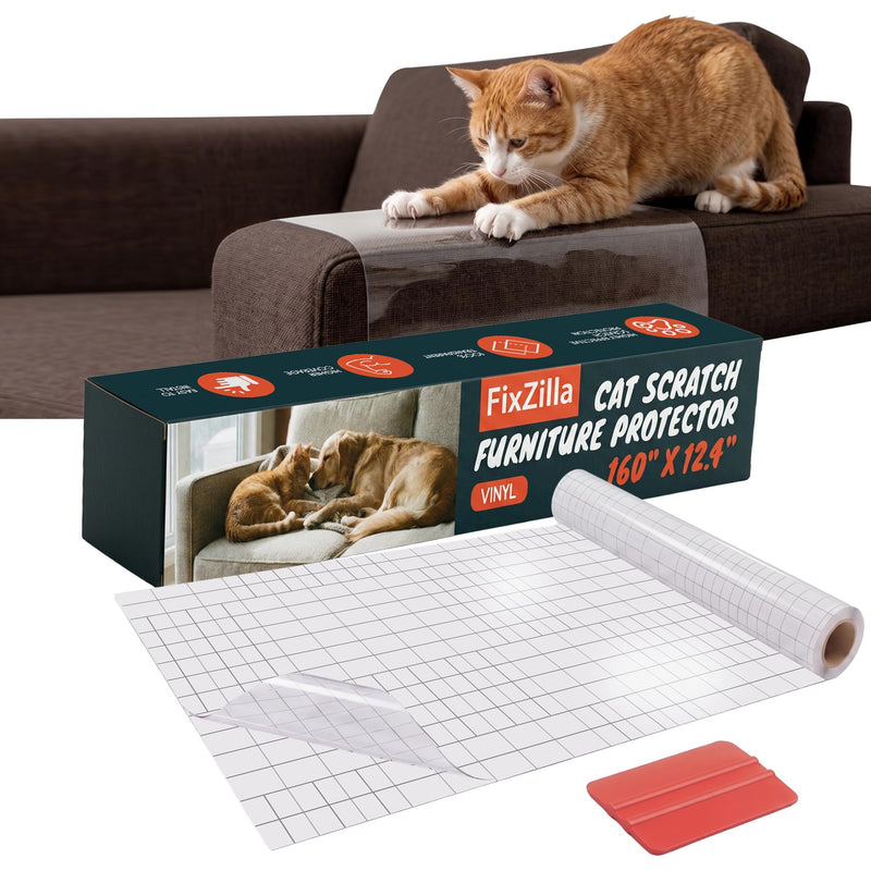 FixZilla Anti Cat Scratch Furniture Protector for Couches, One Sided Adhesive, 12.4