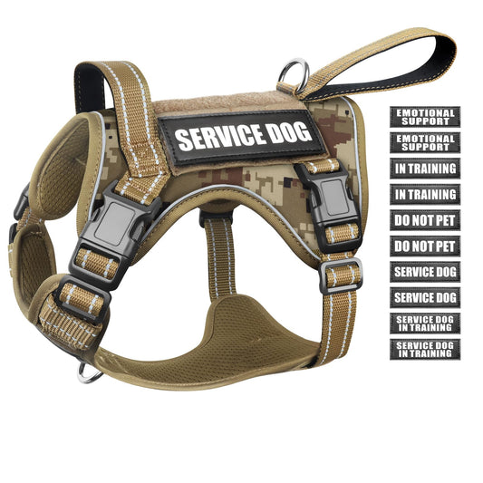 WINSEE Tactical Dog Harness, No Pull Dog Harness for Medium Large Dogs with Handle & Molle, Military Service Dog Vest Harness in Training Pet Harness for Small Dogs
