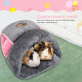 YUEPET Guinea Pig Bed, Warm Fleece Slipper-Shaped Cuddle Cave, Grey