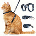 Cat Harness and Leash Set, 3-in-1 Escape Proof Adjustable, Comfortable Soft Lightweight, Safe, Easy to Wear, Walking Travel Kitten Harness for Small Medium Cats （Black