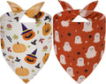 Halloween Dog Bandanas XLarge 2PCS, Fall Plaid Scarf for Boy or Girl
