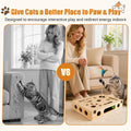 Cat Scratch Puzzle Enrichment Box, Wooden Interactive Toy for Indoor Cat