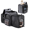 GROXKOX Cat Backpack Carrier,Double Side Expandable Cat Carrier Backpack,Dog Carrier Backpack for Medium Cats and Small Dogs,Puppies Up to 20 Lbs,Pets Carrier Backpack with Breathable Mesh(Grey)