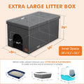 Zerbuger Cat Litter Box Enclosure Furniture for Odor Control, Hidden Cabinet Cats Litter Ottoman with Flip-Up Lid,Cat Litter Box Bench with Storage Space, Dog Proof(Grey, X-Large)