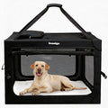Imseigo Collapsible Dog Crate, Portable Soft Dog Crate with Fleece Bed for Medium Dog, Folding Travel Carrier Kennel with 3-Door Mesh Windows for Indoor &Outdoor