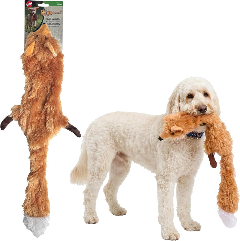 SPOT Skinneeez Fox 23-Inch Stuffing-Free Plush Dog Toy – Realistic Design with 2 Squeakers – Durable, Soft Polyester for
