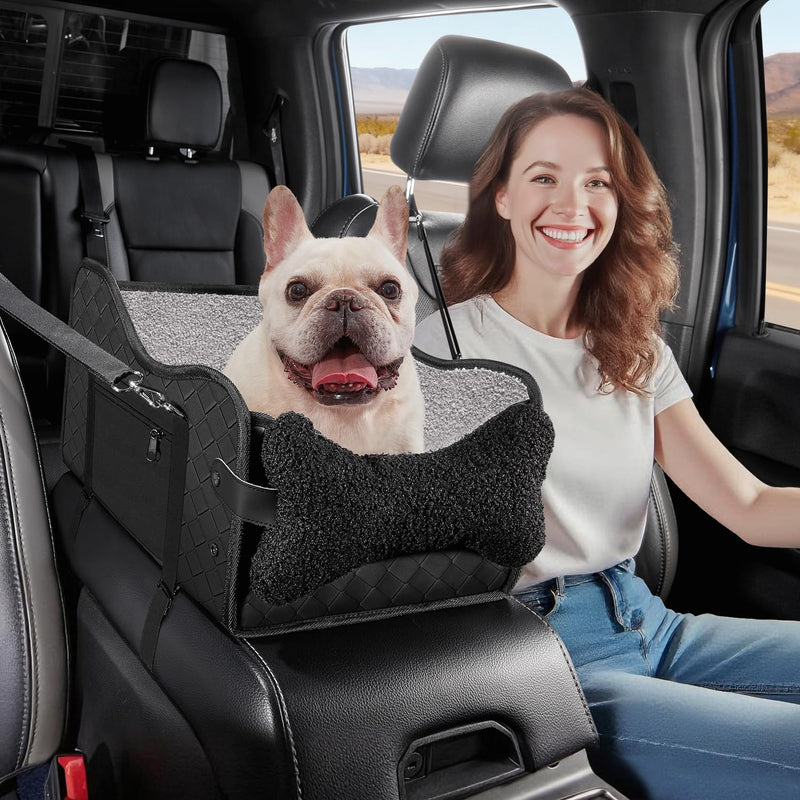 TKYZ Center Console Dog Car Seat,Pet Puppy Middle Console Dog Car Seat for Small Dogs (Full-Size Truck Black)