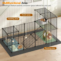 HOOBRO 24 Panels Guinea Pig Cage with Waterproof Mat and Ramp, 57" x 31.5" x 23.6" Loft Design Small Animal Playpen, Rab