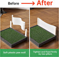 Oneluck Dog Litter Box with Grass pad，3 Leak-Proof Walls,30" x 22" Indoor Puppy Pee Pad Holder,Protection Wall Every Sid