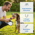 TailyWags Retractable Dog Leash 26FT for Large Dogs up to 110lbs, Extra Long Strong Nylon Tape, 360° Tangle-Free, One-Handed Brake&Lock, with Poop Bag Dispenser, Ergonomic Anti-Slip Handle (White)