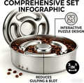 AIPERRO Slow Feeder Dog Bowl Stainless Steel, 2 Cups Metal Non-Slip Dog Food Bowls, Dogs Water Bowl for Small & Medium Sized Dogs, Fun Bloat Stop Pet Bowl for Fast Eaters, Slows Down Pets Eating