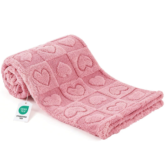gogobunny Pet Blanket for Dogs Cats, 300GSM Ultra Soft Coral Fleece Blanket, Washable Small Dog Cat Blanket, Calming Crate Mat, Furniture Protector for Couch Bed Car Seat, Pink, 25x35IN