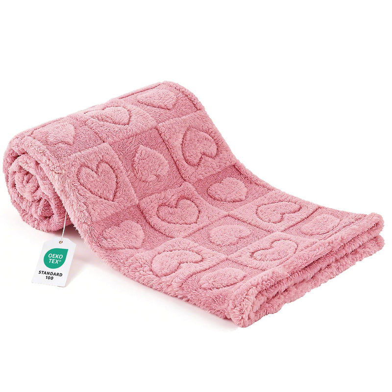 gogobunny Pet Blanket for Dogs Cats, 300GSM Ultra Soft Coral Fleece Blanket, Washable Small Dog Cat Blanket, Calming Crate Mat, Furniture Protector for Couch Bed Car Seat, Pink, 25x35IN
