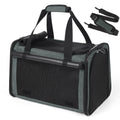 YUDODO 25lbs Cat Carrier Lightproof Soft Sided Pet Carrier for Large Cat & Small Dog Airline Approved Travel Puppy Carriers with Side Pockets & Reflective Mesh Foldable Portable for Outdoor Grey Green