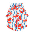 Fitwarm Crab & Lobster Hawaiian Dog Shirt, Lightweight Summer Clothes for Small Dogs Boy Girl, Funny Pet Collared Outfit, Blue, White, Small