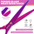 TOPGOOSE 7.5'' Dog Straight Scissors for Grooming 440C Stainless Steel Professional Pet Trimming Scissors Sharp Blades Cutting for Dogs and Cats Shears (Straight, Purple)