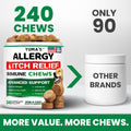 Dog Allergy Relief Chews - 240 Immune Treats - Dog Itching Skin Relief Treatment Pills - Anti-Itch - Itchy and Paw Licking - Omega 3 Fish Oil for Dogs Allergies - Dry Skin & Coat Supplement Vitamins