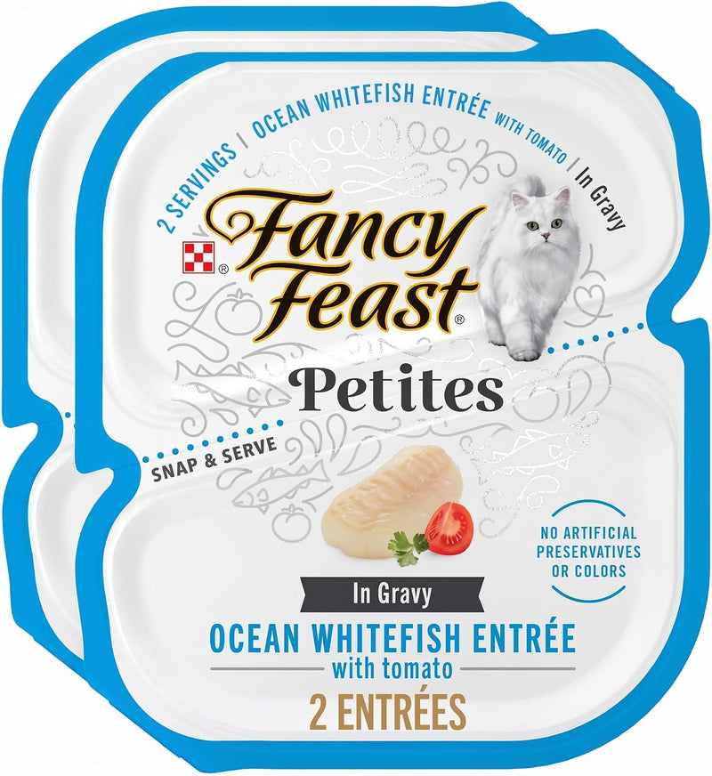 Fancy Feast Purina Petites Ocean Whitefish Entree with Tomato in Gravy Gourmet Wet Cat Food - 2.8 oz. Tubs (Pack of 24)
