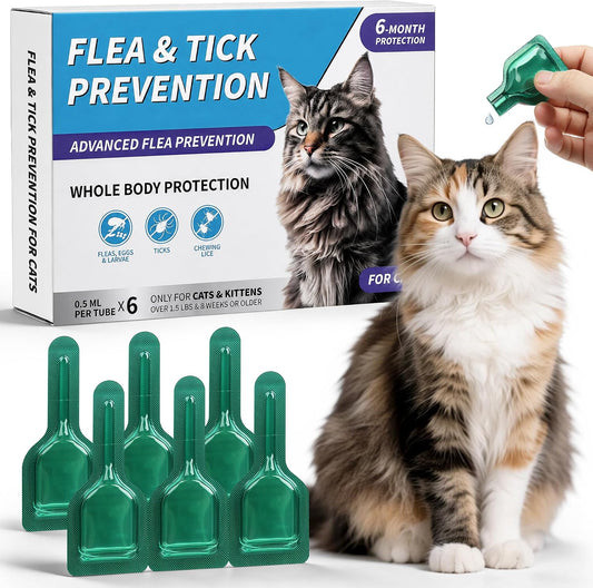 Miguelina 6Pcs Flea & Tick Topical Spot-On Drops for Cat