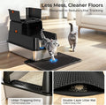 URPOWER Stainless Steel Cat Litter Box with 110° Flip-Top Lid, XL Enclosed Metal Litter Box for Large Cats, Odor Control, Anti-Urine Leakage, Non-Stick Pan, Front Entry Top Exit, Scoop & Mat Included