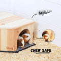 Wooden Guinea Pig Corner Hideout - Hidey for Chinchilla, Rat and Hedgehog with Pee Pad, Fully Assembled & Dual Entrances