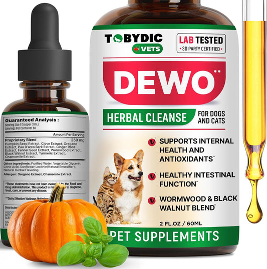 Cats & Dogs Natural Broad Spectrum Intestinal Defense & Digestive Liquid Herbal Support - Promotes Gut Health - Supplement Drops Made in USA(Herbal Cleanse 2 oz)