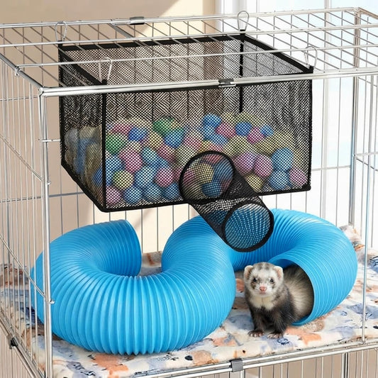 Mifoci Ferret Ball Hammock with 39in Tunnel, Black Hanging Hammock for Cage