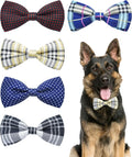 PET SHOW 5 Pack Dog Bowties Plaid for Large Dogs Slide on Collar