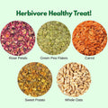 Herbivore Treat (3 oz.) - Healthy Natural Mixed Treat - Sweet Potatoes, Carrots, Green Peas, Oats, Rose Petals - For Chi