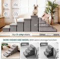 Love's cabin Dog Stairs for High Bed 22" H, Foldable Pet Stairs for Small Medium or Large Dogs Puppy with Storage for Bed or Couch, Cat Dog Steps Ramp with Zip up to 200 lbs, Solid Grey, 5 Steps