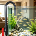 Aquarium Water Filler Tube with Flow Valve, Wall Mounted Curved Hook Design, Aquarium Water Changer, Filler Tube for 1/2