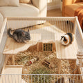 Hamster Platform Set, 2pcs Wooden Modular Playground & Hide