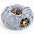 Cat Tunnel Bed for Indoor Cats, Plush Hideaway with Reinforced Frame