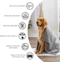 Bone Dry Pet Grooming, Embroidered Microfiber Towel Drying Collection, 15x30