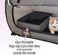 Necoichi Stress-Free Enclosure Cat Travel Carrier Cage 31.8" L x 20.0" W x 20.0" H with Litter Box Set Collapsible Gray White Stripes | Pop up Kannel, Crates