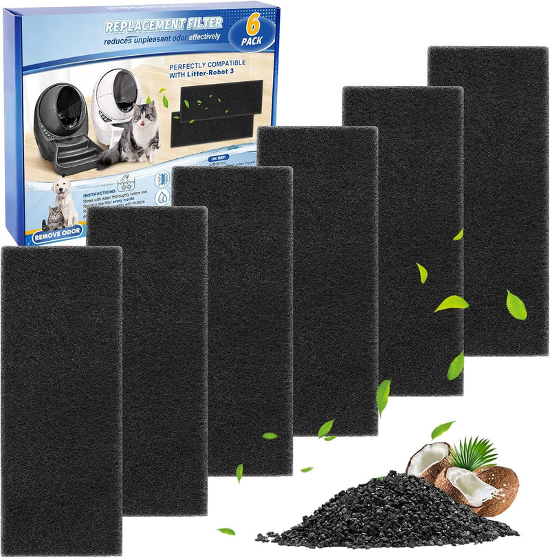 Activated Carbon Filters for Cat Litter Box 3, Filter Replacement for LR 3