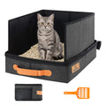 MORAIS Portable Travel Litter Box for Cats, 17.7"×13.5"×11" Collapsible Cat Litter Box with Lid, Leak-Proof Cat Litter Pan for Car Hotel Airplane, Waterproof & Easy to Carry- Black