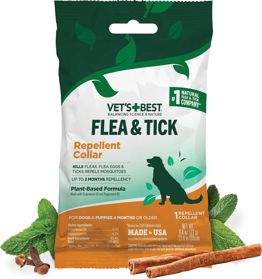 Vet's Best Flea & Tick Prevention Collar for Dogs, Plant-Based, Up to 20 in