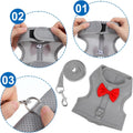 Rabbit Harness and Leash Set,Bunny Leash for Walking Escape Proof,Bunny Clothes with Cute Bow Mesh Breathable Adjustable