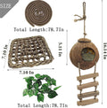 5PCS Coconut Hut for Gecko, Lizard Coco Den with Ladder and Reptile Hammock Bearded Dragon Tank Accessories Climbing Han