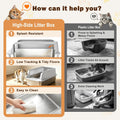 AIPERRO Stainless Steel Litter Box with Lid | XL Metal Enclosed Cat Litter Boxes with High Sided for Big Cats | Anti-Uri
