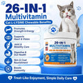 Cat Multivitamin Treats 26-in-1 Taurine for Cats with Lysine Turmeric MSM Glucosamine Omega for Immune Support, Skin & C