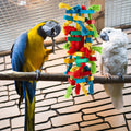 Seenelling 4 Pcs Extra Large Bird Parrot Toy Multicolored Natural Wooden Parrot Cage Chewing Toys for Large Medium Macaws Cockatoos African Grey Birds (Block and Ball)