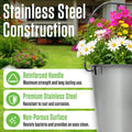 Grip Stainless Steel Bucket (2 Gallon) - Great for Pets, Cleaning, Food Prep - Hang on Fences, Cages, Kennels - Home, Ga