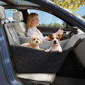 Tivray Elevated Dog Car Seat, Dog Booster Car Seats for Small & Medium Breeds Up to 35lbs, Fully Detachable and Washable, Soft Foam Pet Carseat with 2 Storage Pockets & 3 Safety Belts, Black & Gray