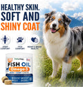Omega 3 for Dogs - 250 Fish Oil Chews for Dog Shedding, Allergy & Itch Relief, Hot Spot Treatment - Advanced Skin & Coat Supplement - Joint Health - EPA & DHA Fatty Acids - Salmon Oil & Probiotics