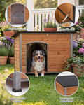 Suumerpety Indoor Outdoor Dog House,Anti-Chewing Iron Frame Dog Kennel,Wood Warm Pets Home,Weatherproof Outside Shelter for Feral Animal 33.5" (L) X 22" (W) X 25.2" (H) Brown