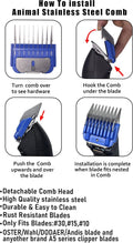 Animal Stainless Steel Attachment 8 Colors Guide Comb Set from 1/8 Inch to 1 Inch(3-25mm),Compatible with Andis, Oster A5, Wahl KM10 Series Clipper Detachable Blade(Only fit for 15# 10# 30# blade)